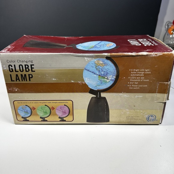 Color Shift LED World Globe Lamp 9.5" Map Night Light w/ Base Tested Working. - Picture 10 of 11